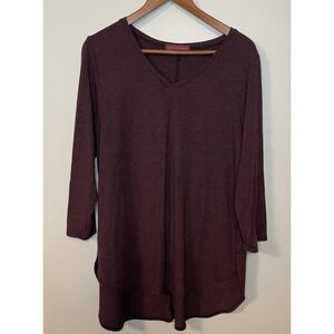 Cut Loose Tunic Woman Size L Maroon‎ A-Line Long Sleeve Lagenlook